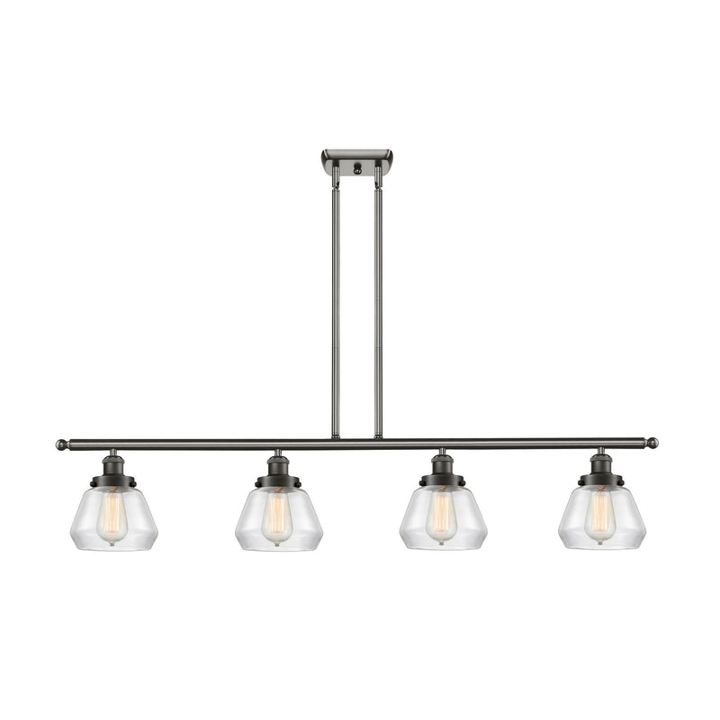 Innovations Fulton 48in 4-Light Island Light | Modern Contempo Oil Rubbed Bronze Steel and Clear Glass | Kitchen Island & Dining | Model 916-4I-OB-G172