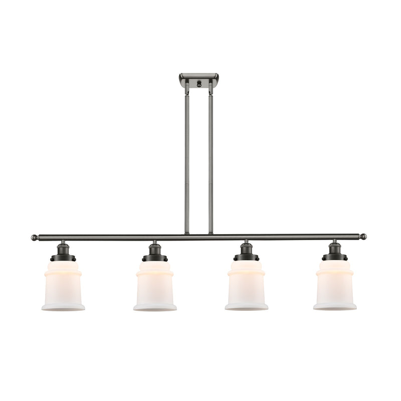 Innovations Canton 48in 4-Light Island Light | Modern Contempo Oil Rubbed Bronze Steel and Matte White Frosted Glass | Kitchen | Model 916-4I-OB-G181