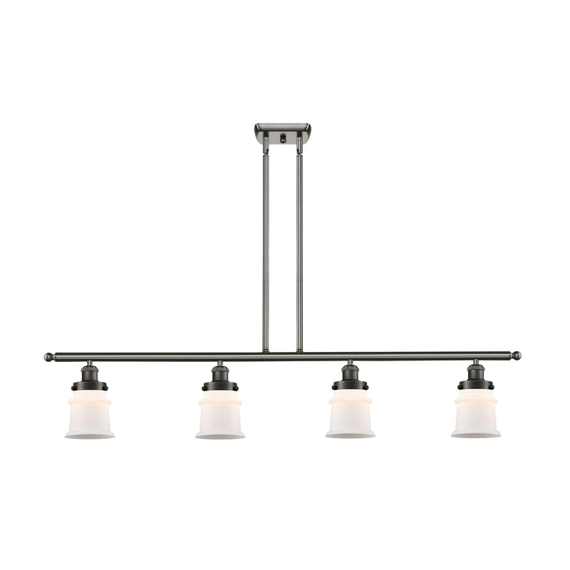 Innovations Canton 48in 4-Light Island Light | Modern Contempo Oil Rubbed Bronze Steel and Matte White Frosted Glass | Kitchen | Model 916-4I-OB-G181S