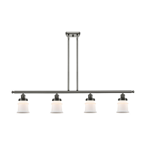 Innovations Canton 48in 4-Light Island Light | Modern Contempo Oil Rubbed Bronze Steel and Matte White Frosted Glass | Kitchen | Model 916-4I-OB-G181S