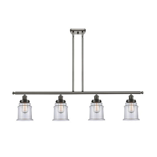 Innovations Canton 48in 4-Light Island Light | Modern Contempo Oil Rubbed Bronze Steel and Clear Glass | Kitchen Island & Dining | Model 916-4I-OB-G182