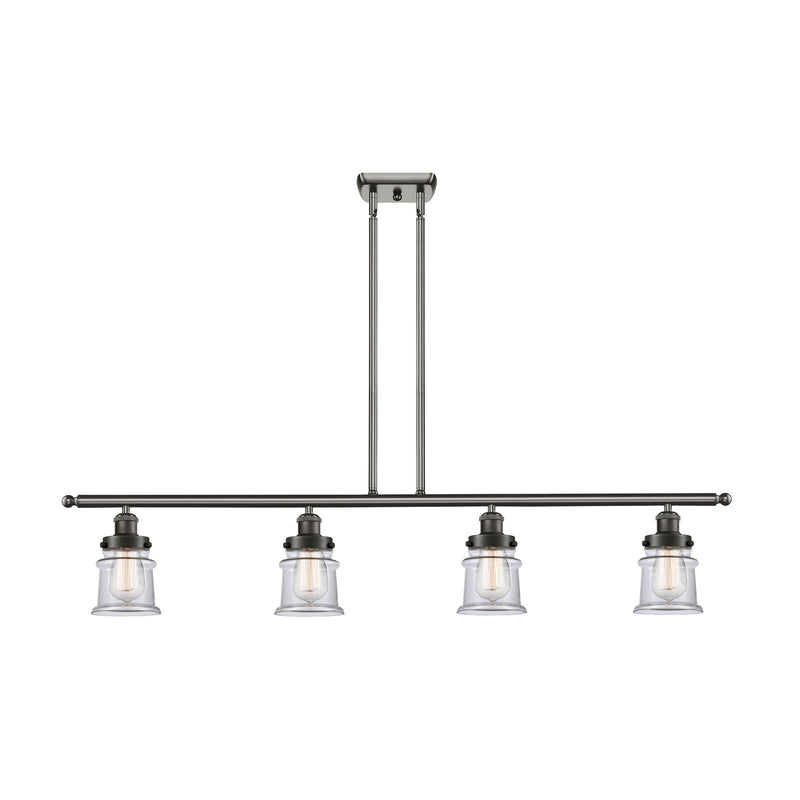 Innovations Canton 48in 4-Light Island Light | Modern Contempo Oil Rubbed Bronze Steel and Clear Small Glass | Kitchen Island & | Model 916-4I-OB-G182S