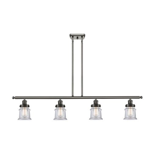 Innovations Canton 48in 4-Light Island Light | Modern Contempo Oil Rubbed Bronze Steel and Clear Small Glass | Kitchen Island & | Model 916-4I-OB-G182S