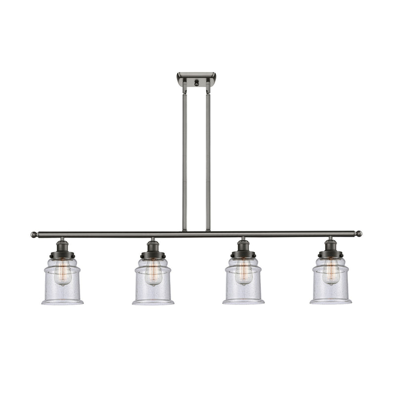 Innovations Canton 48in 4-Light Island Light | Modern Contempo Oil Rubbed Bronze Steel and Seedy Glass | Kitchen Island & Dining | Model 916-4I-OB-G184