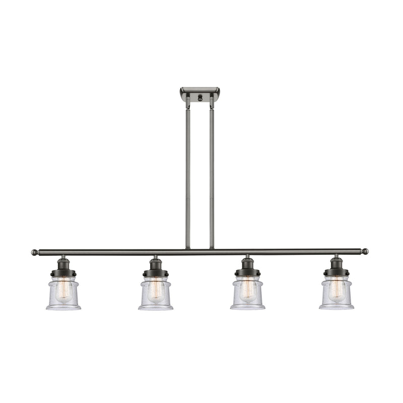 Innovations Canton 48in 4-Light Island Light | Modern Contempo Oil Rubbed Bronze Steel and Seedy Small Glass | Kitchen Island & | Model 916-4I-OB-G184S