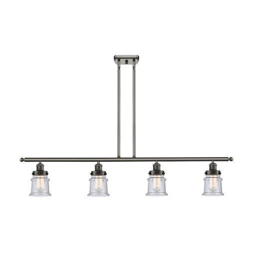 Innovations Canton 48in 4-Light Island Light | Modern Contempo Oil Rubbed Bronze Steel and Seedy Small Glass | Kitchen Island & | Model 916-4I-OB-G184S