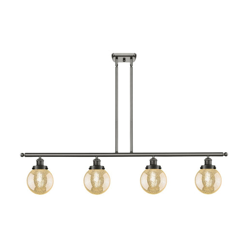 Innovations Beacon 48in 4-Light Island Light | Oil Rubbed Bronze Steel and Mercury Seeded Glass | Kitchen Island & Dining Room | Model 916-4I-OB-G208-6
