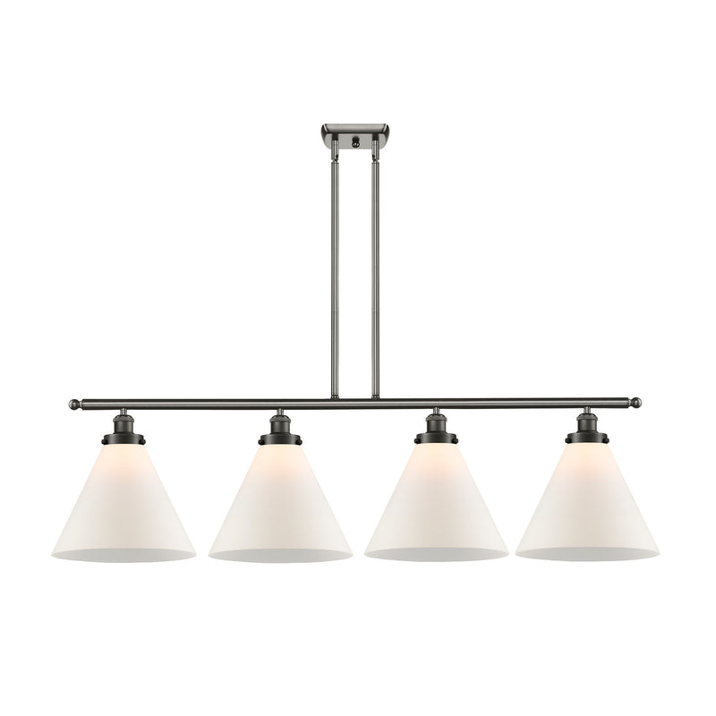Innovations Cone 48in 4-Light Island Light | Oil Rubbed Bronze Steel and Matte White Frosted Glass | Kitchen Island & Dining Room | Model 916-4I-OB-G41-L