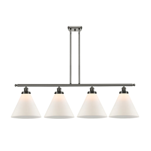 Innovations Cone 48in 4-Light Island Light | Oil Rubbed Bronze Steel and Matte White Frosted Glass | Kitchen Island & Dining Room | Model 916-4I-OB-G41-L