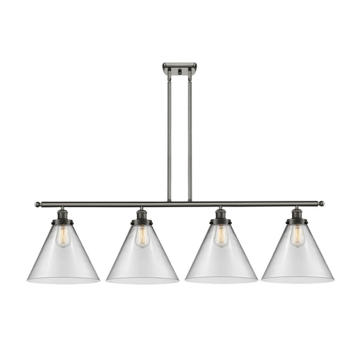 Innovations Lighting Cone 48in 4-Light Island Light with LED | Industrial Oil Rubbed Bronze Steel and Clear Cone Glass | Model 916-4I-OB-G42-L-LED