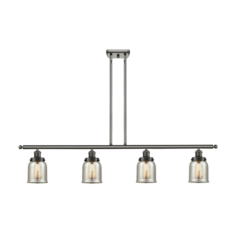 Innovations Lighting Bell 48in 4-Light Island Light | Industrial Oil Rubbed Bronze Steel and Silver Plated Mercury Glass | Kitchen | Model 916-4I-OB-G58