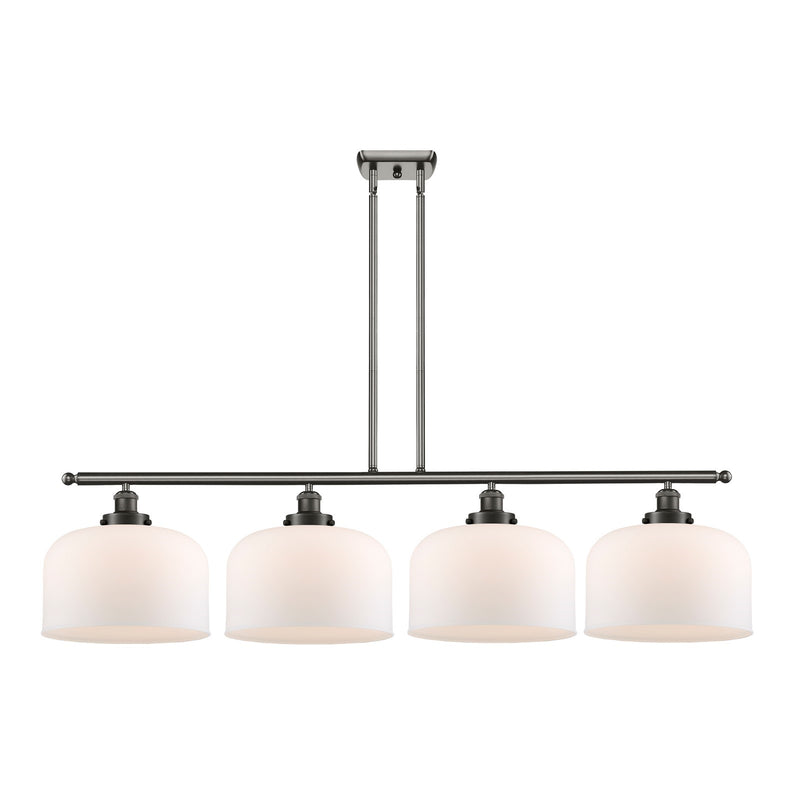 Innovations Bell 48in 4-Light LED Island Light | Industrial Oil Rubbed Bronze Steel and Matte White Frosted Glass | Kitchen | Model 916-4I-OB-G71-L-LED