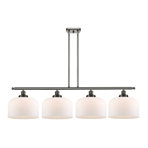 Innovations Bell 48in 4-Light LED Island Light | Industrial Oil Rubbed Bronze Steel and Matte White Frosted Glass | Kitchen | Model 916-4I-OB-G71-L-LED