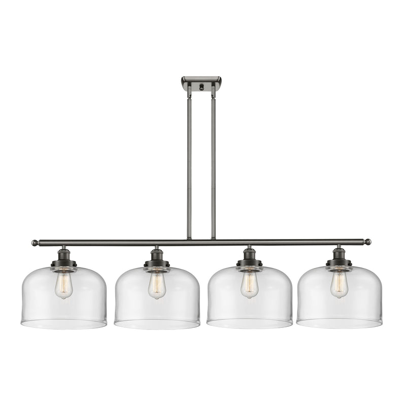 Innovations Bell 48in 4-Light Island Light | Industrial Oil Rubbed Bronze Steel and Clear Glass | Kitchen Island & Dining Room | Model 916-4I-OB-G72-L