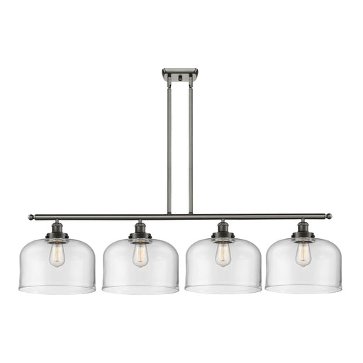 Innovations Bell 48in 4-Light LED Island Light | Industrial Oil Rubbed Bronze Steel and Clear Glass | Kitchen Island & Dining | Model 916-4I-OB-G72-L-LED