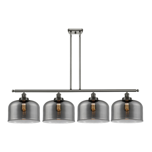 Innovations Bell 48in 4-Light LED Island Light | Industrial Oil Rubbed Bronze Steel and Light Smoke Glass | Kitchen Island & | Model 916-4I-OB-G73-L-LED