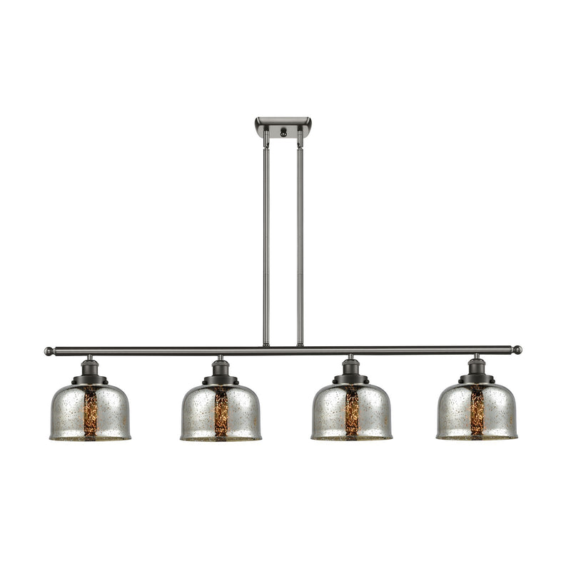 Innovations Bell 48in 4-Light Island Light with LED | Industrial Oil Rubbed Bronze Steel and Silver Plated Mercury Glass | Model 916-4I-OB-G78-LED