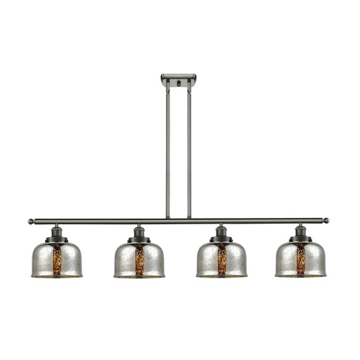 Innovations Bell 48in 4-Light Island Light with LED | Industrial Oil Rubbed Bronze Steel and Silver Plated Mercury Glass | Model 916-4I-OB-G78-LED