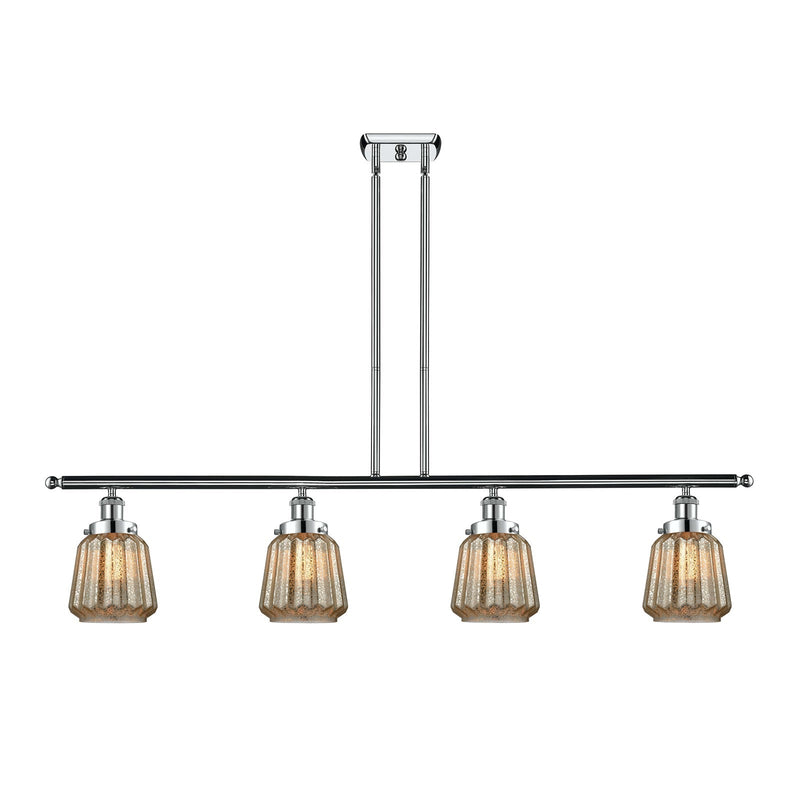 Innovations Chatham 48in 4-Light Island Light | Modern Transitional Polished Chrome Steel and Mercury Ribbed Glass | Kitchen Island | Model 916-4I-PC-G146