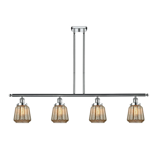 Innovations Chatham 48in 4-Light Island Light | Modern Transitional Polished Chrome Steel and Mercury Ribbed Glass | Kitchen Island | Model 916-4I-PC-G146