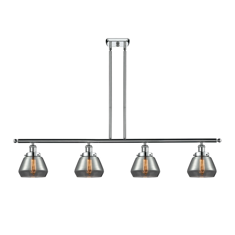 Innovations Fulton 48in 4-Light Island Light | Modern Contempo Polished Chrome and Light Smoke Glass | Kitchen Island & Dining Room | Model 916-4I-PC-G173