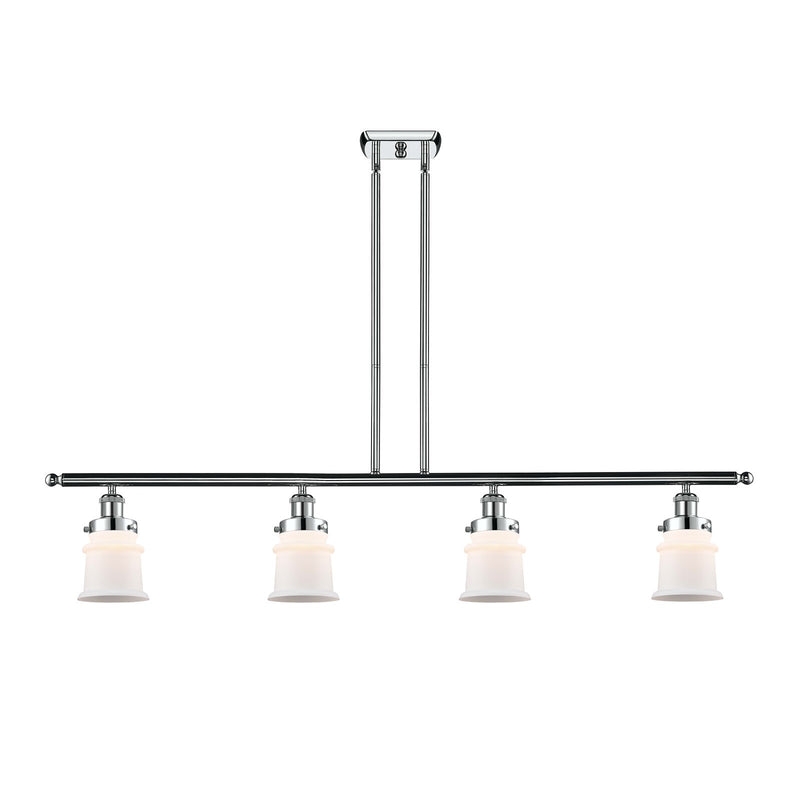 Innovations Canton 48in 4-Light Island Light | Modern Chrome Steel and Matte White Frosted Glass | Kitchen Island & Dining Room | Model 916-4I-PC-G181S