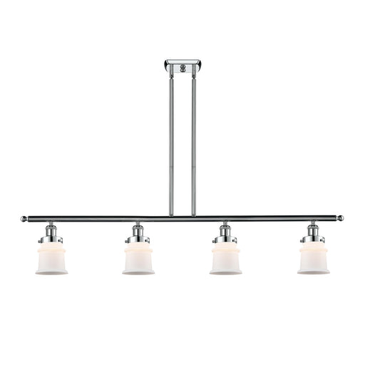 Innovations Canton 48in 4-Light Island Light | Modern Chrome Steel and Matte White Frosted Glass | Kitchen Island & Dining Room | Model 916-4I-PC-G181S