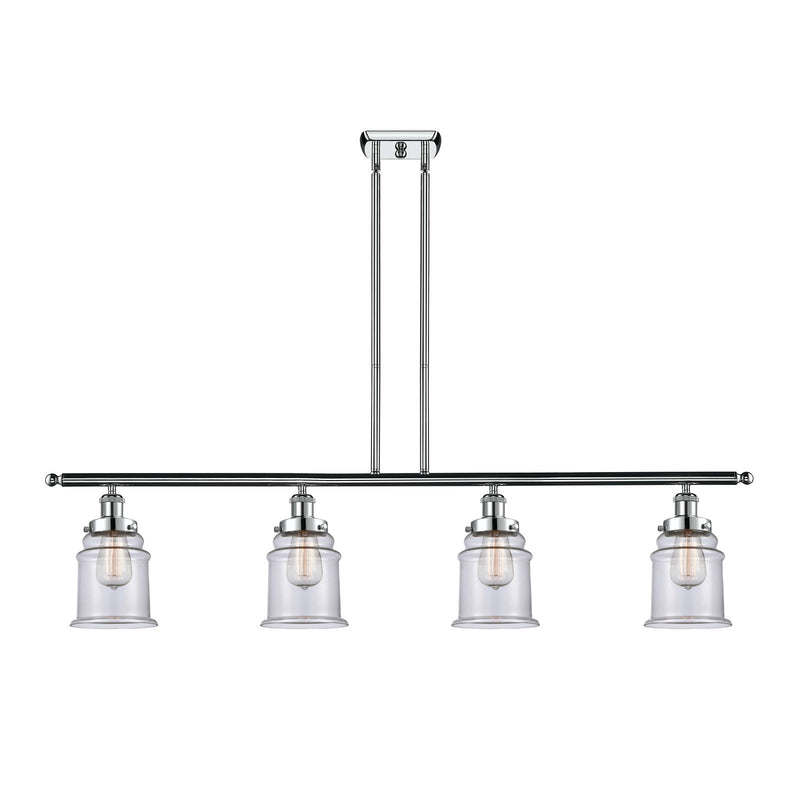Innovations Canton 48in 4-Light Island Light | Modern Chrome Steel and Clear Glass | Kitchen Island & Dining Room | Model 916-4I-PC-G182