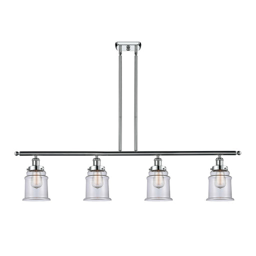 Innovations Canton 48in 4-Light Island Light | Modern Chrome Steel and Clear Glass | Kitchen Island & Dining Room | Model 916-4I-PC-G182