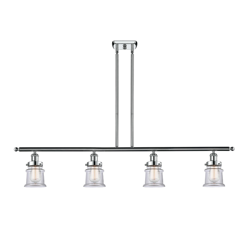 Innovations Canton 48in 4-Light Island Light | Modern Chrome Steel and Clear Glass | Kitchen Island & Dining Room | Model 916-4I-PC-G182S