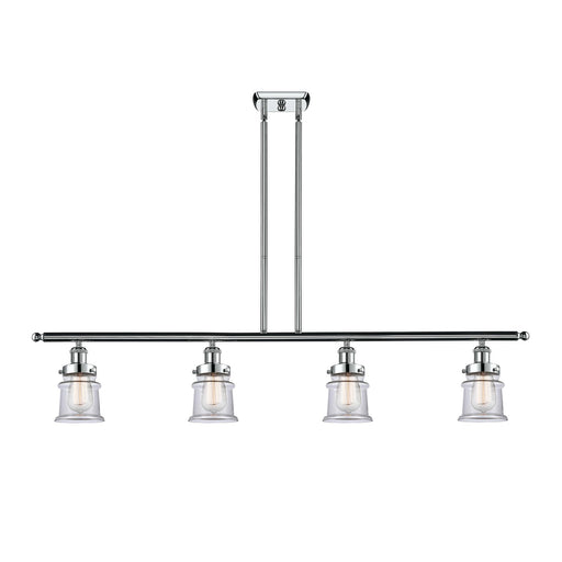 Innovations Canton 48in 4-Light Island Light | Modern Chrome Steel and Clear Glass | Kitchen Island & Dining Room | Model 916-4I-PC-G182S