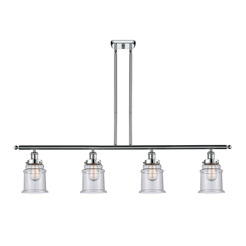 Innovations Canton 48in 4-Light Island Light | Modern Chrome Steel and Seedy Glass | Kitchen Island & Dining Room | Model 916-4I-PC-G184