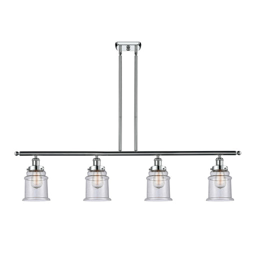 Innovations Canton 48in 4-Light Island Light | Modern Chrome Steel and Seedy Glass | Kitchen Island & Dining Room | Model 916-4I-PC-G184