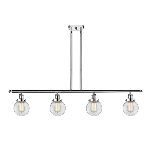Innovations Beacon 48in 4-Light LED Island Light | Modern Contemporary Polished Chrome and Clear Glass | Kitchen Island & | Model 916-4I-PC-G202-6-LED
