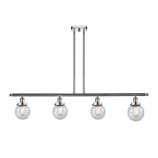 Innovations Beacon 48in 4-Light Island Light | Modern Contemporary Polished Chrome and Seedy Glass | Kitchen Island & Dining Room | Model 916-4I-PC-G204-6