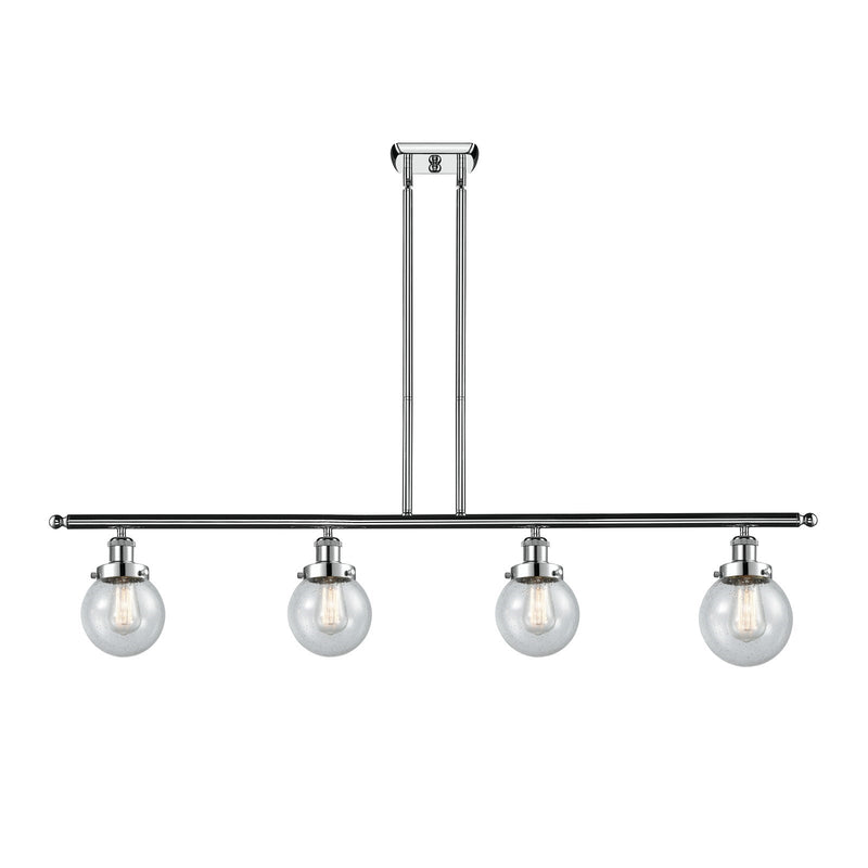 Innovations Beacon 48in 4-Light Island Light | Modern Contempo Polished Chrome and Seedy Glass | Kitchen Island & Dining Room | Model 916-4I-PC-G204-6-LED