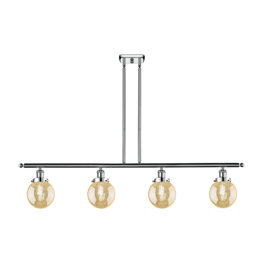 Innovations Beacon 48in 4-Light Island Light | Modern Contempo Polished Chrome and Mercury Seeded Glass | Kitchen Island & Dining | Model 916-4I-PC-G208-6