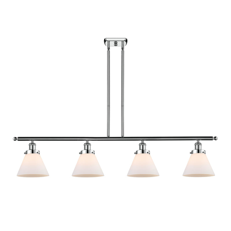 Innovations Cone 48in 4-Light Island Light | Industrial Polished Chrome and Matte White Frosted Glass | Kitchen Island & Dining Room | Model 916-4I-PC-G41