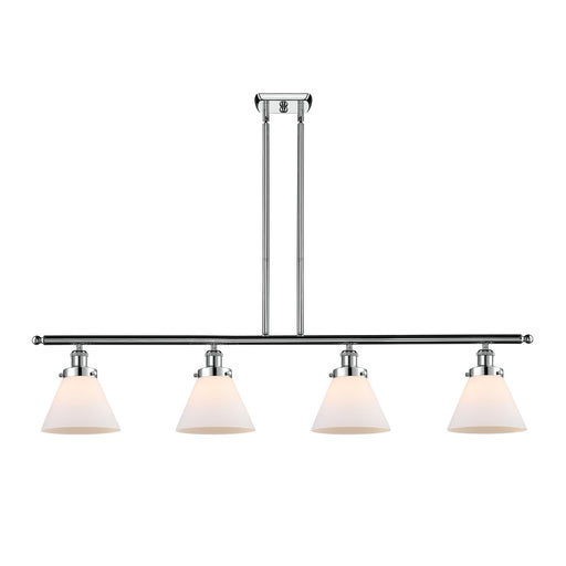 Innovations Cone 48in 4-Light Island Light | Industrial Polished Chrome and Matte White Frosted Glass | Kitchen Island & Dining | Model 916-4I-PC-G41-LED