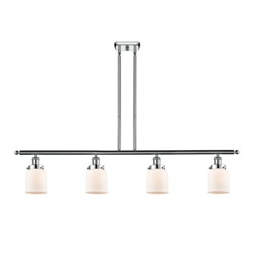 Innovations Bell 48in 4-Light Island Light | Industrial Polished Chrome Steel and Matte White Frosted Glass | Kitchen Island & | Model 916-4I-PC-G51