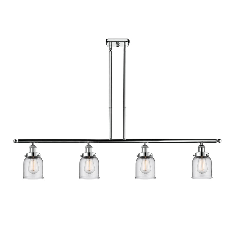 Innovations Bell 48in 4-Light Island Light | Industrial Polished Chrome Steel and Clear Glass | Kitchen Island & Dining Room | Model 916-4I-PC-G52