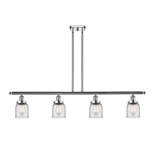 Innovations Bell 48in 4-Light Island Light | Industrial Polished Chrome Steel and Clear Glass | Kitchen Island & Dining Room | Model 916-4I-PC-G52