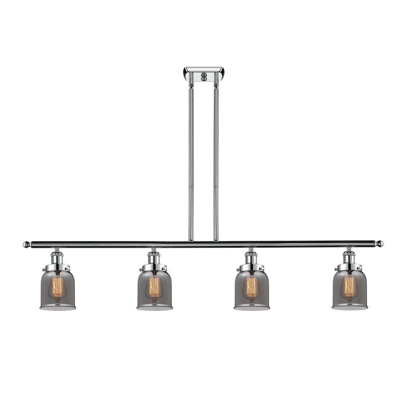 Innovations Bell 48in 4-Light Island Light | Industrial Polished Chrome and Light Smoke Glass | Kitchen Island & Dining Room | Model 916-4I-PC-G53-LED