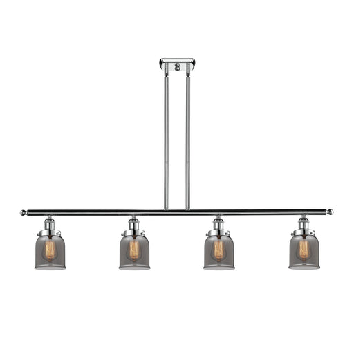 Innovations Bell 48in 4-Light Island Light | Industrial Polished Chrome and Light Smoke Glass | Kitchen Island & Dining Room | Model 916-4I-PC-G53-LED