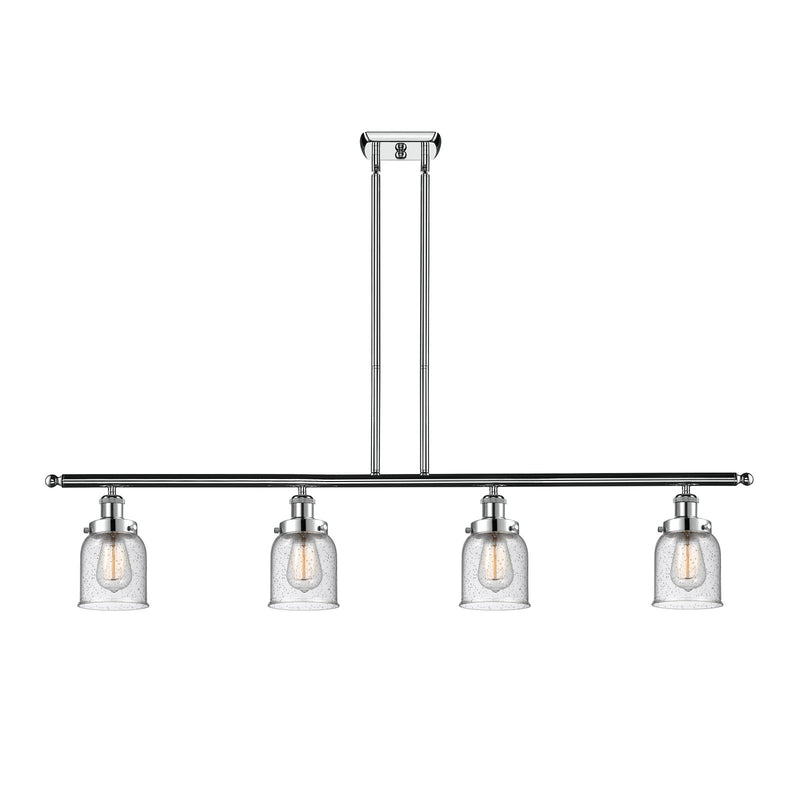 Innovations Bell 48in 4-Light Island Light | Industrial Polished Chrome and Seedy Glass | Kitchen Island & Dining Room | 48 x 10 in | Model 916-4I-PC-G54