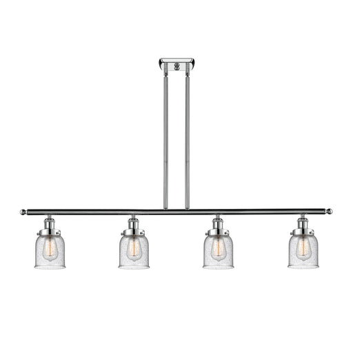 Innovations Bell 48in 4-Light Island Light | Industrial Polished Chrome Steel and Seedy Glass | Kitchen Island & Dining Room | Model 916-4I-PC-G54-LED