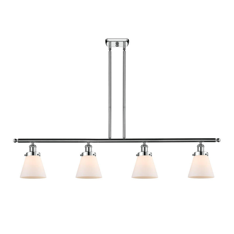 Innovations Cone 48in 4-Light Island Light | Industrial Polished Chrome Steel and Matte White Frosted Glass | Kitchen Island & | Model 916-4I-PC-G61