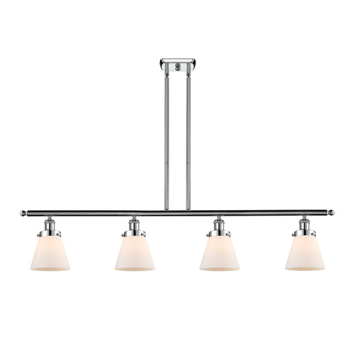Innovations Cone 48in 4-Light Island Light | Industrial Polished Chrome Steel and Matte White Frosted Glass | Kitchen Island & | Model 916-4I-PC-G61