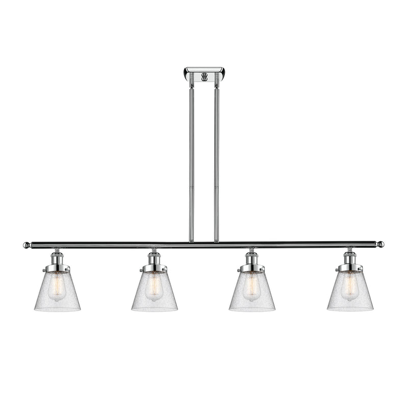 Innovations Cone 48in 4-Light Island Light | Industrial Polished Chrome and Seedy Glass | Kitchen Island & Dining Room | Model 916-4I-PC-G64-LED