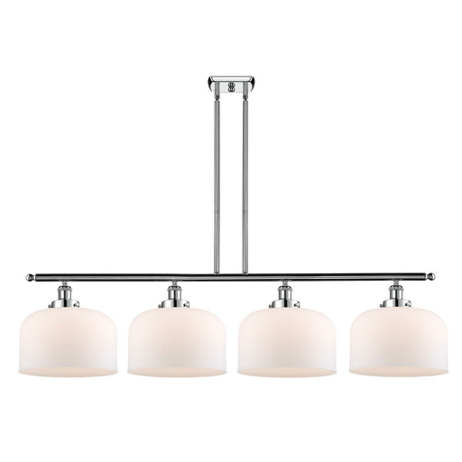 Innovations Bell 48in 4-Light Island Light | Industrial Polished Chrome and Matte White Frosted Glass | Kitchen Island & Dining | Model 916-4I-PC-G71-L